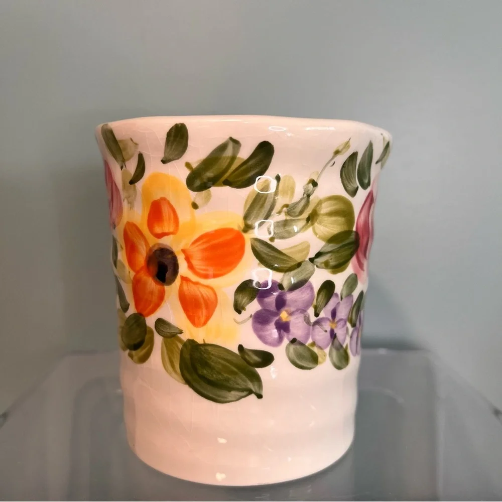 Mariam’s Garden Floral Hand-painted‎ Cup. 16 oz.
